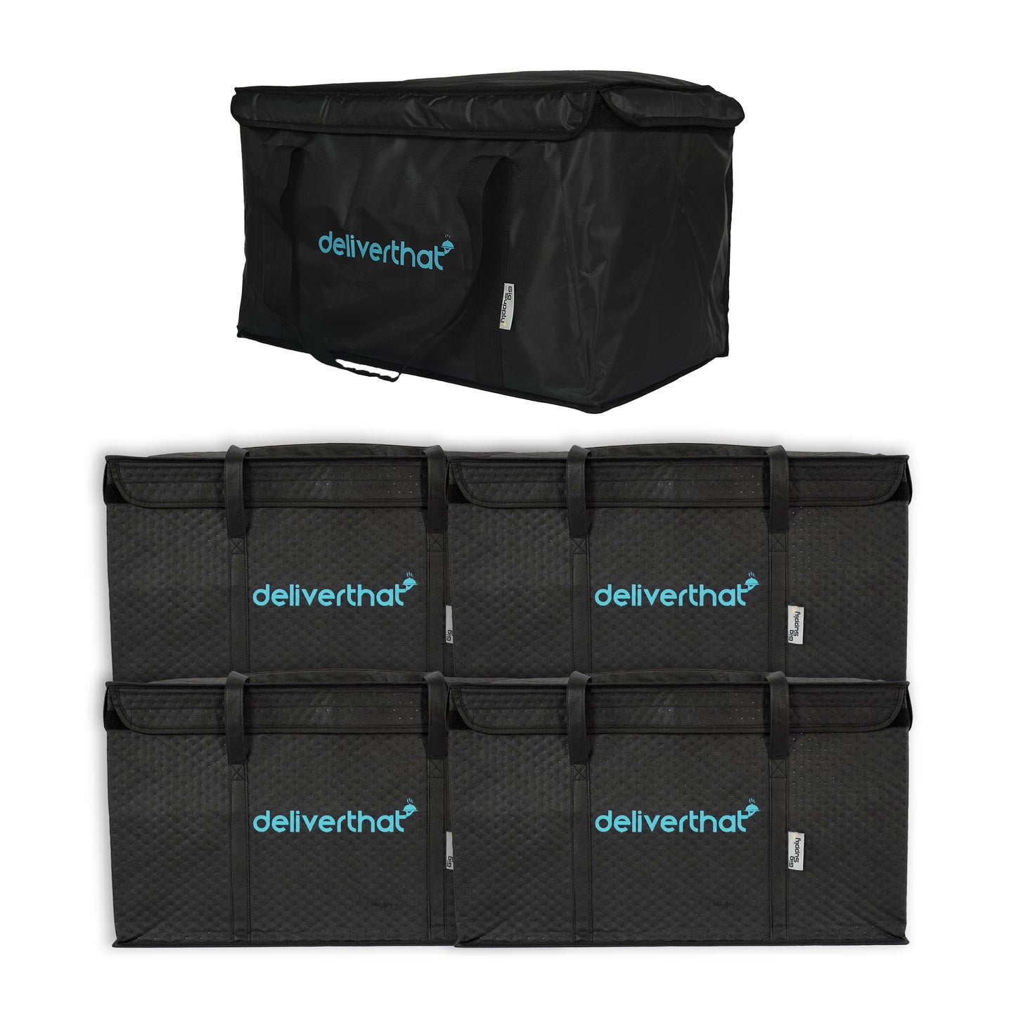 One Black High Quality Velcro Catering Delivery with four Black Velcro Catering Delivery Bags
