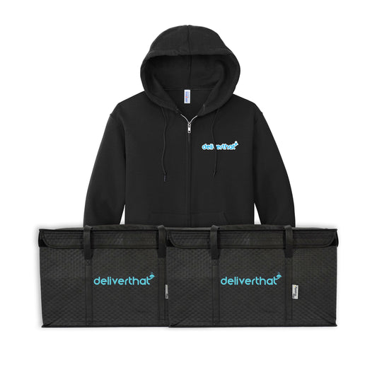 Dark Mode Full Zip Hoodie with to insulated catering bags