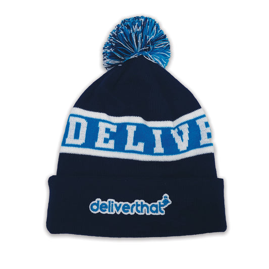 DeliverThat Custom Pom Beanie with Embroidered Logo