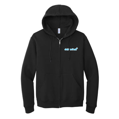 Full Zip Black hoodie with DeliverThat logo on left chest