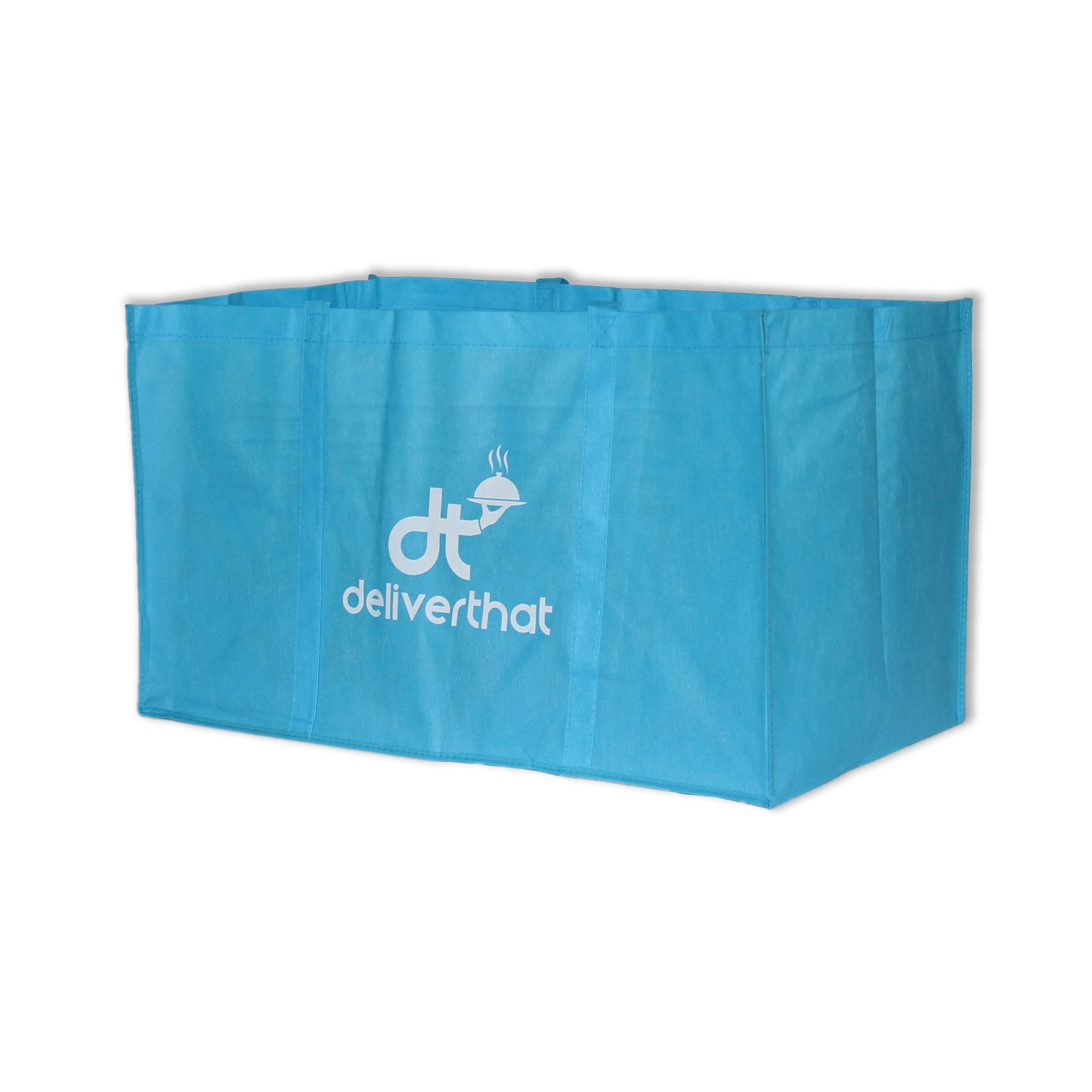 14 x 11.5 x 12 White Plastic Catering Bags with Soft-Loop Handles - 3.0 mil